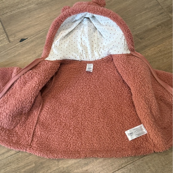 Carters fleece hooded zipper jacket, with teddy bear ears - Picture 3 of 4